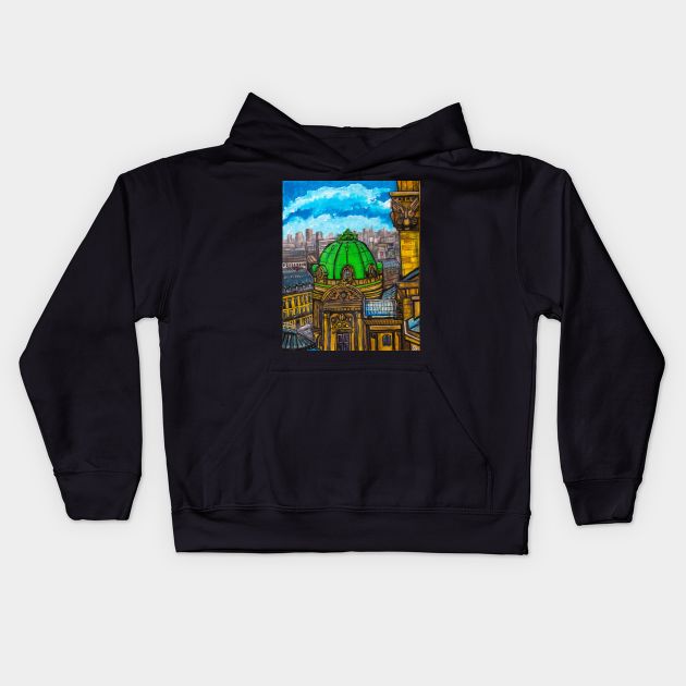 German City Dome Kids Hoodie by StewStudio